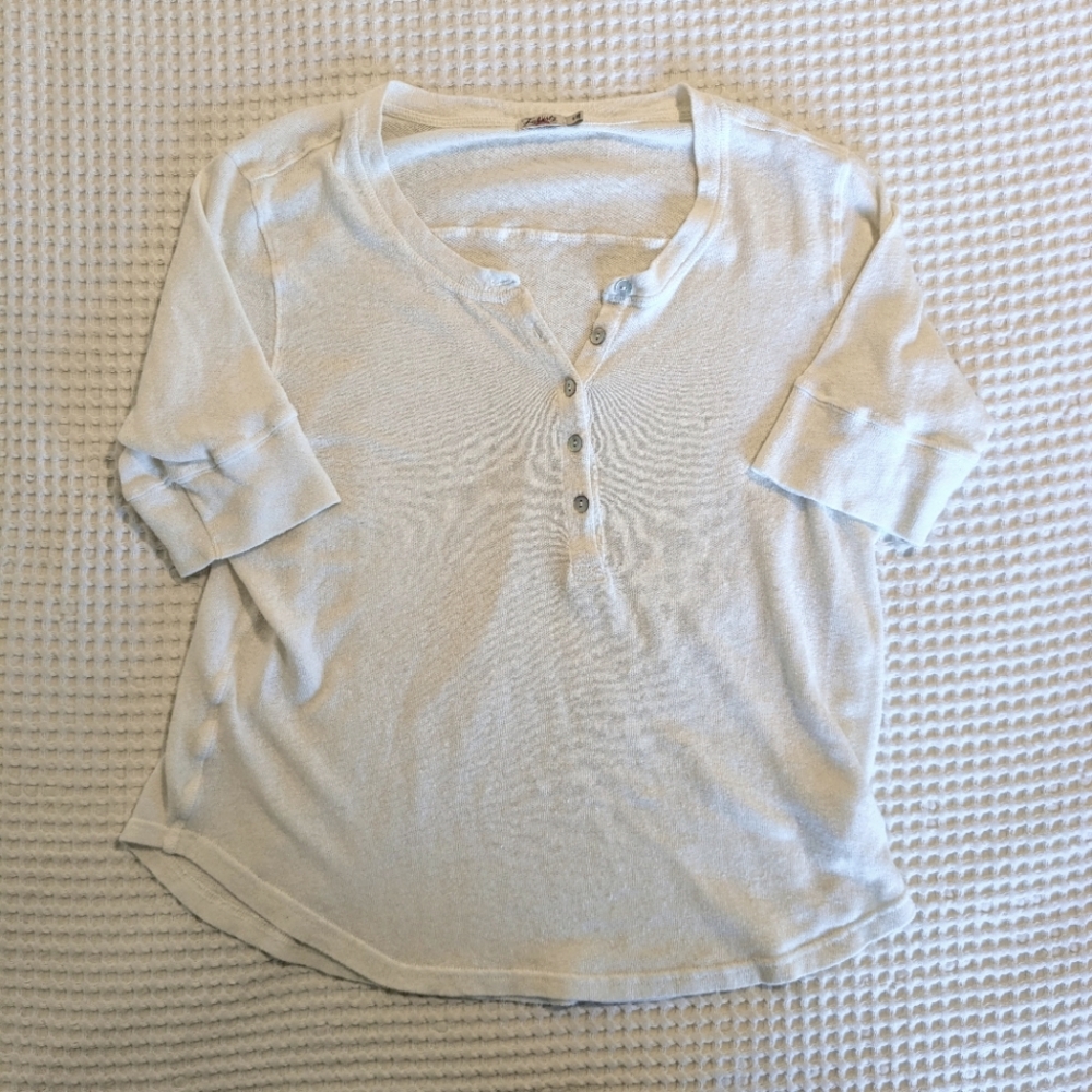 nwot // faherty allandria henley top in white